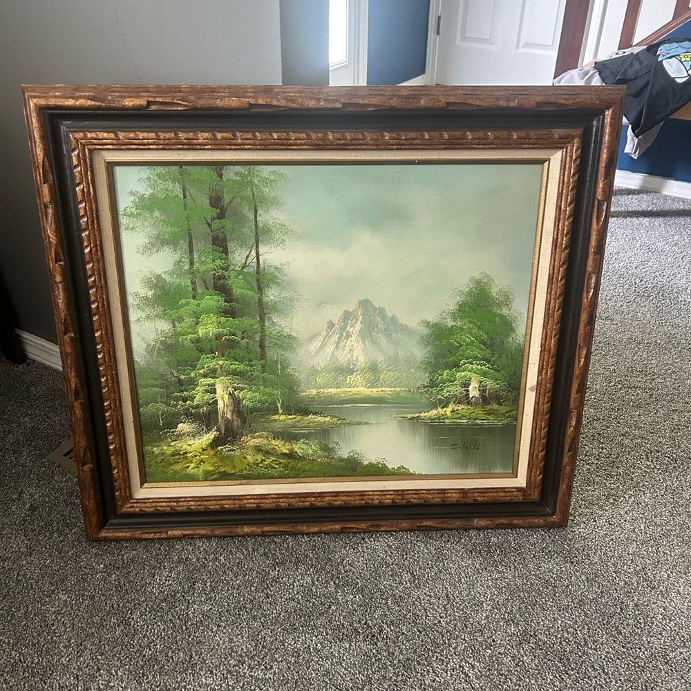 Framed Mountain Landscape Painting